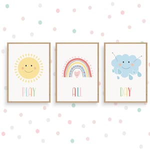 Play All Day Print, Playroom Wall Decor Printable, Playroom Printable Wall Art, Kids Pastel Playroom Decor, Digital Download