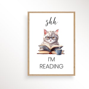 Shh I&#39;m Reading, Reading Poster, Reading Prints, Reading Printable, Classroom Reading Corner, Reading Corner Decor, Reading Corner