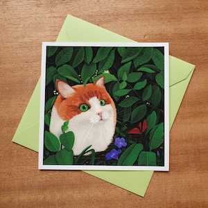 Petite impression d'art d'un mignon chat roux, illustration giclée d'un chat adorable pour décoration murs de la maison.