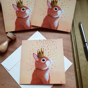 Ensemble de 3 cartes de vœux d'un lapin mignon pour toute occasion, lot de 3 cartes qualité premium à offrir,  illustration d' un lapin .