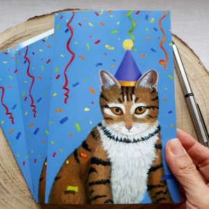 Lot de cartes premium d'un chat mignon qui fait la fête, Cartes drôles avec enveloppes pour les amoureux de chats.