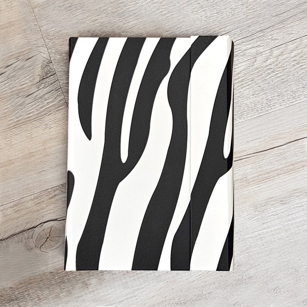 Zebra A6 Notebook | Casebound Hardback Ruled with Foldover Panel