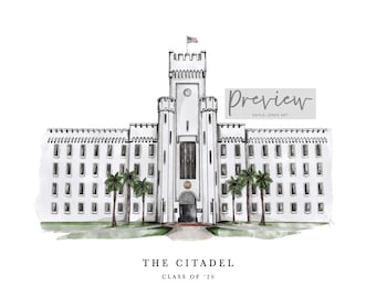 The Citadel; Padgett Thomas Barracks; The military college of South Carolina; Graduation gift for Citadel Cadet; Charleston's Citadel
