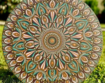 50 cm Autumn - Mandala, hand-painted acrylic painting