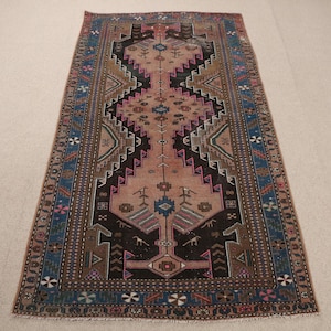 Tapis vintage (11 x 225 cm) en laine patchwork marron turc