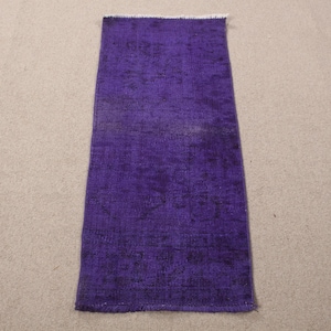2x4 Small Rugs, Turkish Rug, Vintage Rug, Overdyed Rug, Rugs For Bathroom, 1.6x3.7 ft Purple Rug, Colorful Vintage Oushak Rug, Wool Rug,