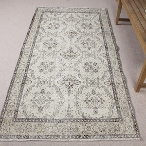 Vintage Rug, 4x7 Area Rugs, Turkish Rug, Antique Rug, Rugs For Bedroom, 3.7x7.2 ft Beige Rug, Turkish Rug With Geometric Patterns, Wool Rug,