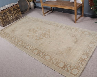Vintage Turkish Rug 4.3x8.9 ft, Brown Southwestern Rug