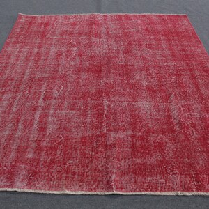 Large Carpet, Turkish Rug, Vintage Rug, Oushak Rug, 73x82 inches Red Rug, Decorative Living Room Rug, Salon Rugs,  2720