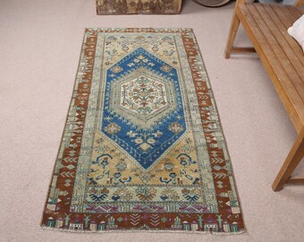 4x7 ft Accent Rug, Turkish Rug, Vintage Rug, Anatolian Rug, Rugs For Entry, 3.1x6.1 ft Green Rug, Kitchen Rugs, Vintage Accent Rug,