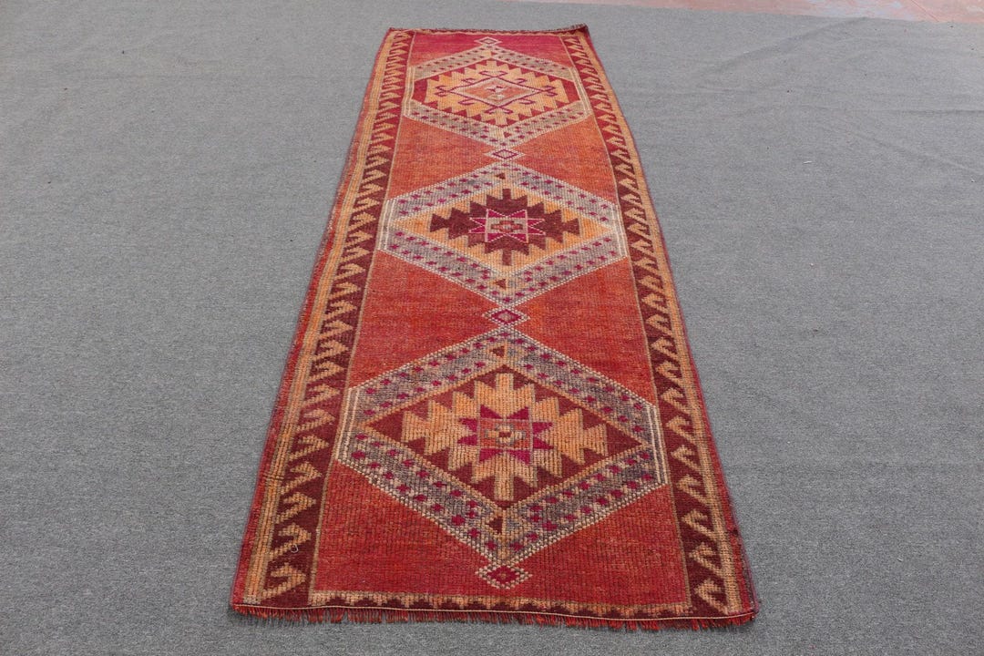トルコラグ、ヴィンテージラグ、ランナーカーペット、キッチン