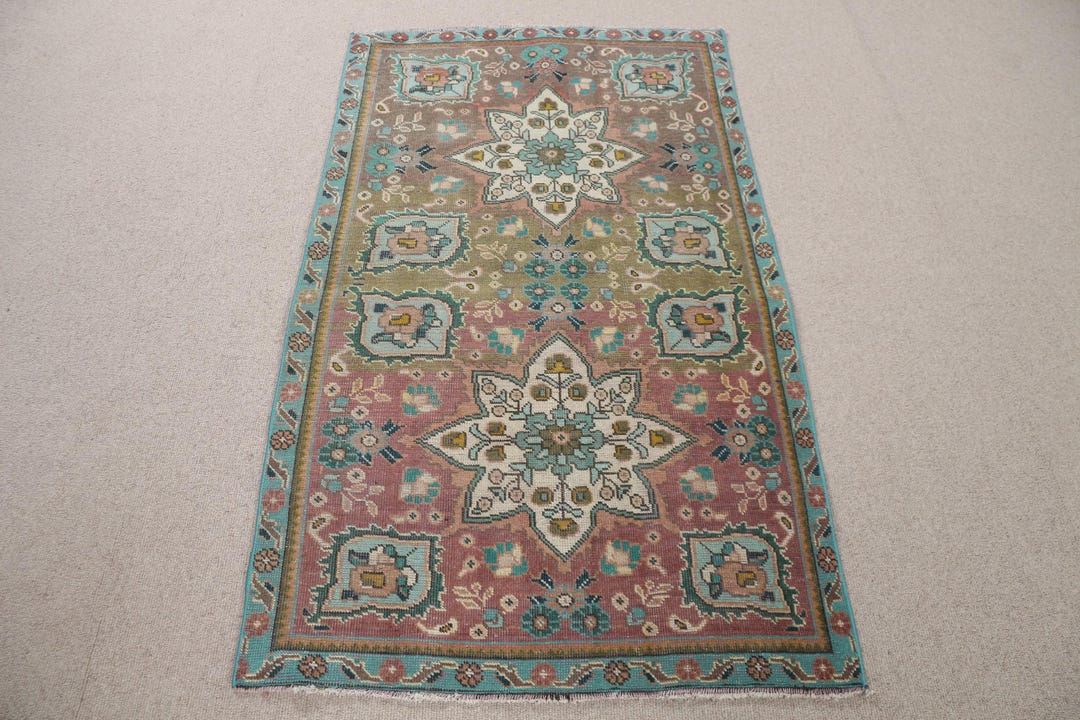 Acem Rug Rugs Vintage Turkish Wool Rug, Pink Acem Rug, Kurdish Design, 3x5 Ft - Etsy