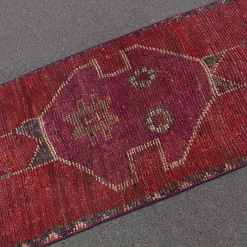 Turkish Rug, Herki Rug, Runner Carpet, Vintage Rug, Antique Rug, 26x93 inches Red Carpet, shops Organic Hallway Carpet, 2677