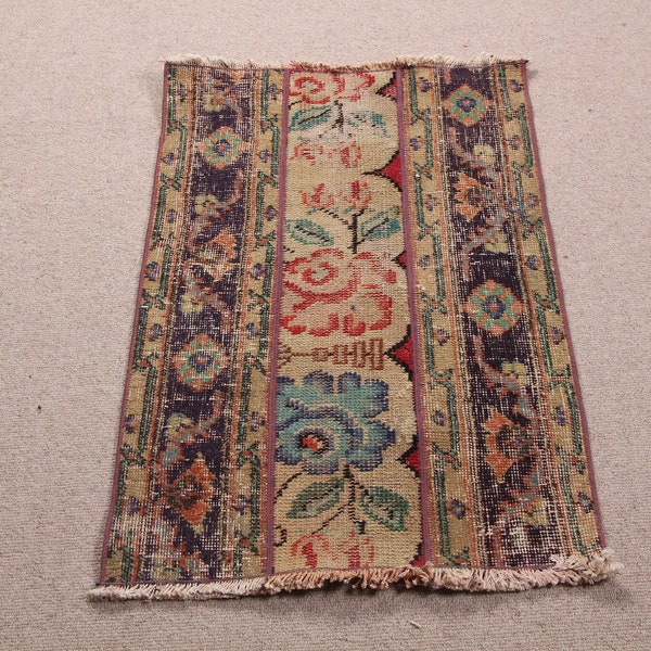 Small Rugs, Vintage Rug, Turkish Rug, Antique Rug, Rugs For Bedroom, 1.8x2.9 ft Blue Rug, Oriental Rug, Small Patchwork Tribal Rug,