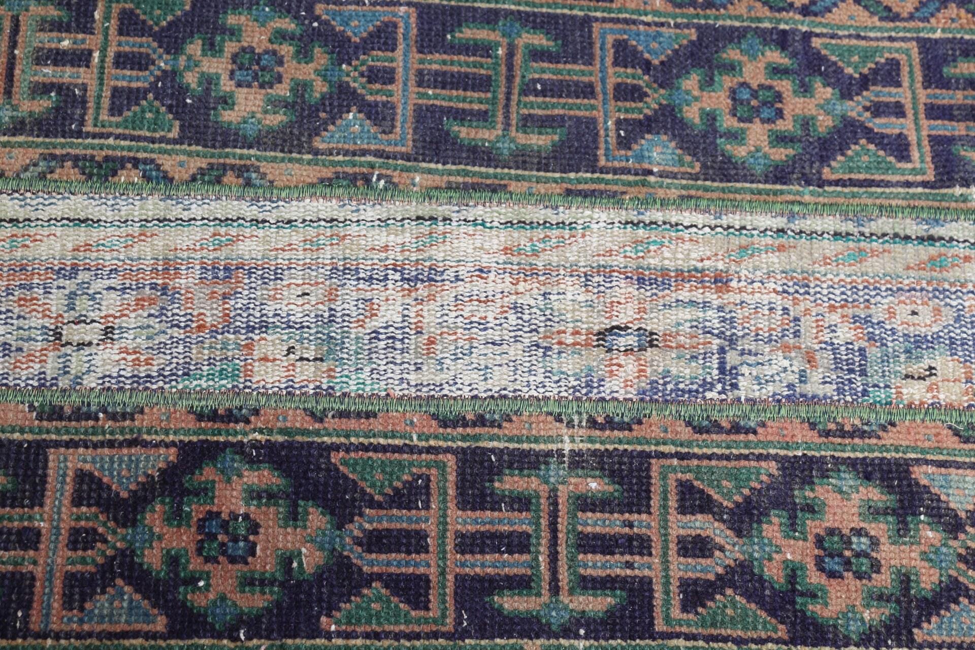 ピーコックグリーン　小花　ボタニカル 215×112 トルコヴィンテージラグ TurkishRugOriental - Etsy 日本