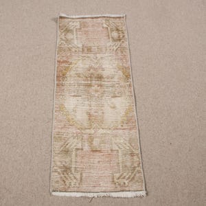 Turkish Rug, Vintage Rug, 1x3 Small Rug, Antique Rug, Rugs For Entry, 1.2x3.1 ft Purple Rug, Rustic Turkish Rug, Faded Oushak Rug, Boho Rug,