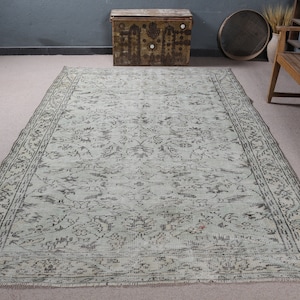 Vintage Rug, 6x9 Large Rugs, Turkish Rug, Oushak Rug, Rugs For Living Room, 5.9x9 ft Beige Rug, Authentic Vintage Turkish Rug, Wool Rug,