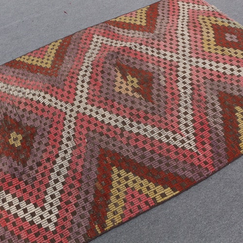 Turkish Kilim, Area Kilim, Vintage Kilim, Oushak Kilim, 53x76 inches Red Kilim, shops Turkey Kilim, Floor Kilim, Handwoven Kilim, Bedroom Kilim,