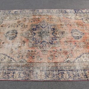 Vintage Turkish Rug, 6x9 ft Oushak Rug, Large Living Room Carpet