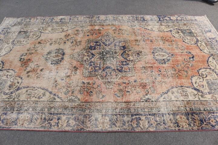 Vintage Turkish Rug, 6x9 ft Oushak Rug, Large Living Room Carpet