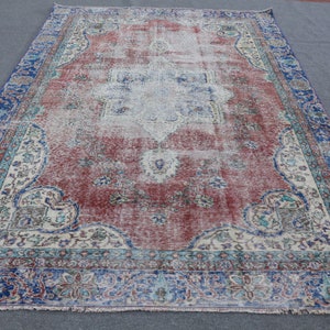 Vintage Rug, Large Carpet, Turkish Rug, Antique Rug, 80x121 inches Red Rug, Bohemian Bedroom Carpet, Handmade Oversize Rugs,  2726