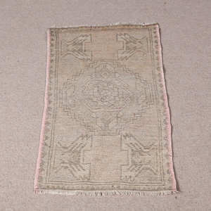 Turkish Rug Small Rugs Vintage Faded Anatolian For Bathroom 1.5x3.1 ft Brown Door Mat Handmade Outdoor Flatweave Antique Oushal Handwoven