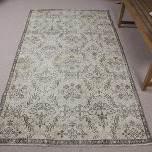 Turkish Rug, Vintage Rug, 4x7 Area Rug, Anatolian Rug, Rugs For Bedroom, 4.1x7.4 ft Beige Rug, Decorative Wool Rug, Oushak Area Rug,
