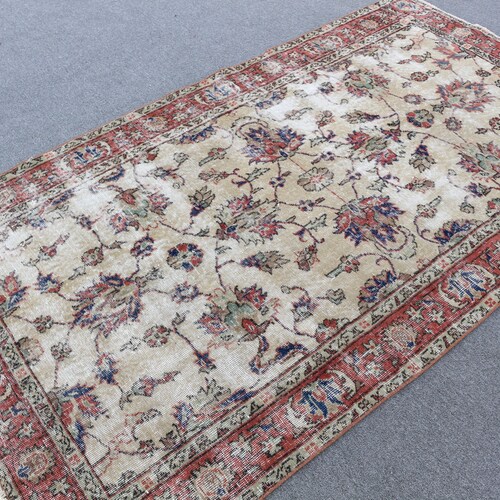 Vintage Rug, Area Carpet, Turkish Rug, Antique Carpet, 50x89 inches Beige Carpet, Tribal Bedroom Rugs, Turkey Indoor Rug, shops 1452