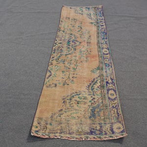 Runner Rug, Turkish Rug, Vintage Rug, Oushak Rug, 31x105 inches Orange Carpet, Handwoven Hallway Carpet, Outdoor Corridor Rug,  2109
