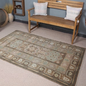 Vintage Rug, Area Rugs, Turkish Rug, Anatolian Rug, Rugs For Bedroom, 4x6.4 ft Brown Rug, Decorative Rug, Wool Rug, Gift For Her,  4499