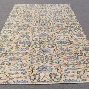 Vintage Turkish Rug, Traditional Design Carpet, Home Decor, 6x9ft, Floral Pattern Area Rug, Handmade Woven Rug, Living Room Accent Rug