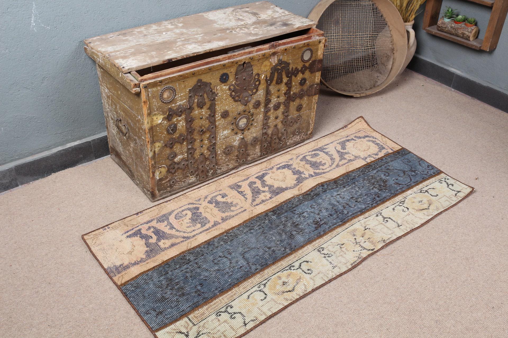 Turkish Rug, Vintage Rug, Oushak Rug, Antique Rug, Small Rug, Runner Rug, 2x4 ft, Beige Rug, Home Decor, Handmade Rug