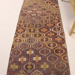 Vintage 3x2,5m Teppich Läufer, Türkischer Teppich, Braun Roter Patchwork Teppich