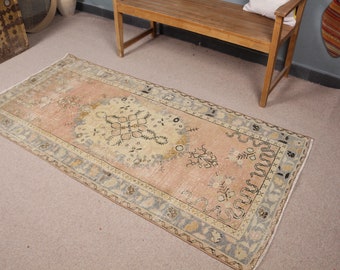 トルコ絨毯、ヴィンテージブルーラグ、手織りカーペット、アンティーク