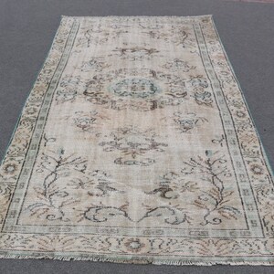 Vintage Rug, 4.9x8.7 ft Large Rugs, Rugs For Dining Room, Turkish Rug, Beige Colorful Rug, Oushak Rug, Tribal Bedroom Rugs