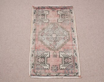 Turkse Rug Vintage Kleine Tapijten Antieke Oushak Voor Badkamer 1,7x2,9 ft Beige Oushak Boho Schattig Flatweave Entry Eclectische Decoratieve Vintage