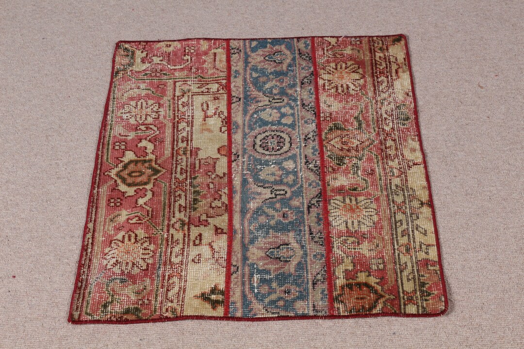Vintage 2.2x2.6 Ft Rug, Turkish Small Rug, Red Striped Rug - Etsy