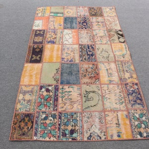 Accent Carpet,  Rug, Patchwork Turkish Rug, Oushak Rug, 41x70 inches Blue Carpet, Office Area Carpet, Wool Bedroom Rugs,  518