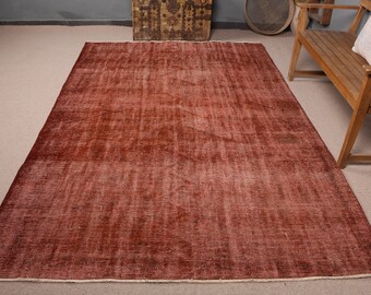 7x10 ft Large Rug, Turkish Rug, Vintage Rug, Overdyed Anatolian Rug, Rugs For Living Room, 6.2x9.3 ft Brown Rug, Oriental Rugs, Oushak Rug,