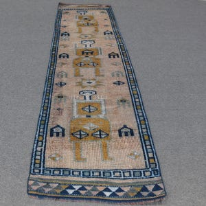 Turkish Rug, Vintage Runner, Handmade Carpet, Unique Kilim, Anatolian Design, 80x319cm Rug, Home Decor