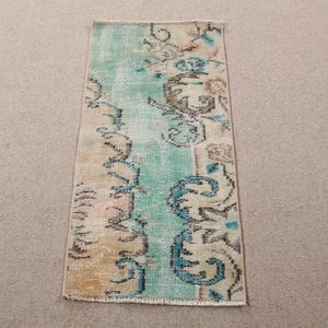 Turkish Rug, 2x3 Small Rug, Vintage Rug, Oushak Rug, Rugs For Entry, 1.6x3.1 ft Orange Rug, Rustic Turkish Rug, Wool Bath Mat, Boho Rug,