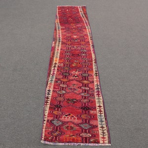 Herki Rug, Rugs For Kitchen, Antique Rug, 1.8x9 ft Accent Rugs, Turkish Rug, Red Anatolian Rugs, , Vintage Rug, Turkey Bedroom Rug