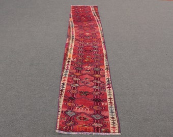 Herki Rug, Rugs For Kitchen, Antique Rug, 1.8x9 ft Accent Rugs, Turkish Rug, Red Anatolian Rugs, , Vintage Rug, Turkey Bedroom Rug