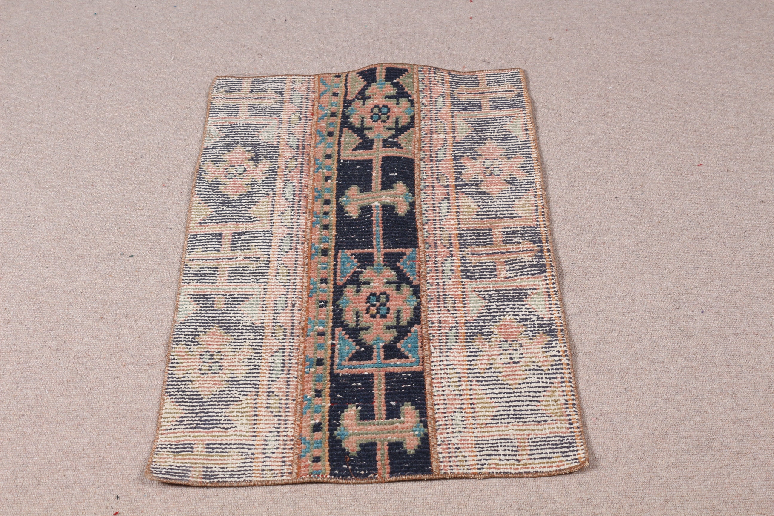 ミニラグ お花柄パッチワークヴィンテージラグ トルコアナトリア地方