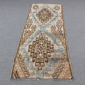 Turkish Kilim, Vintage Kilim, Accent Kilim, Antique Kilim, 32x77 inches Brown Kilim, Handmade Kilim, Area Kilim, Old Rug,  589
