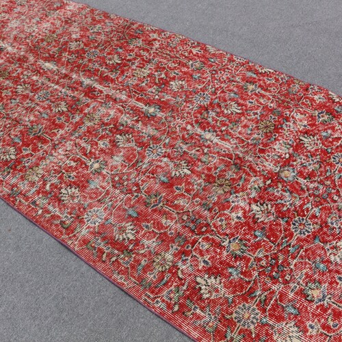 Vintage Rug, Turkish Rug, Area Rug, Antique Carpet, 45x103 inches Red shops Rug, Bohemian Indoor Carpet, Office Bedroom Carpet, 2082