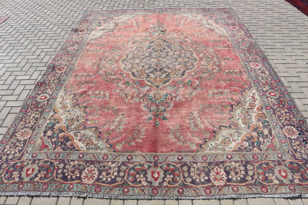 【大きめサイズ】✧美しいredと優しいpink✧トルコ ビンテージラグ 半円ラグ 大きめサイズ】✧美しいredと優しいpink✧トルコ ビンテージラグ 半円