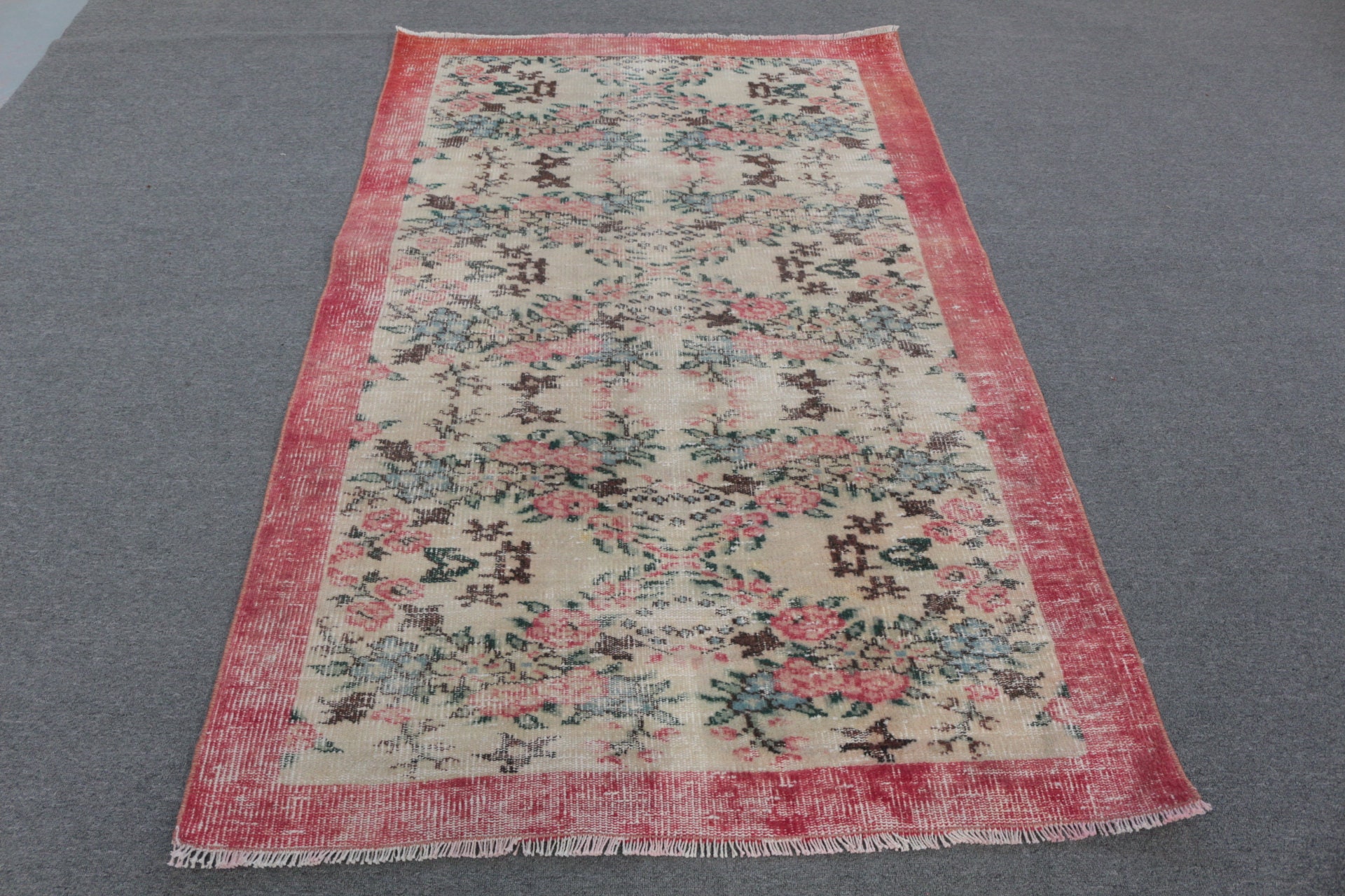 Tappeto turco, tappeto vintage, tappeto da area, tappeto Oushak, tappeto beige 48x78 pollici, tappeti in lana, tappeti da esterno, tappeti da interno,