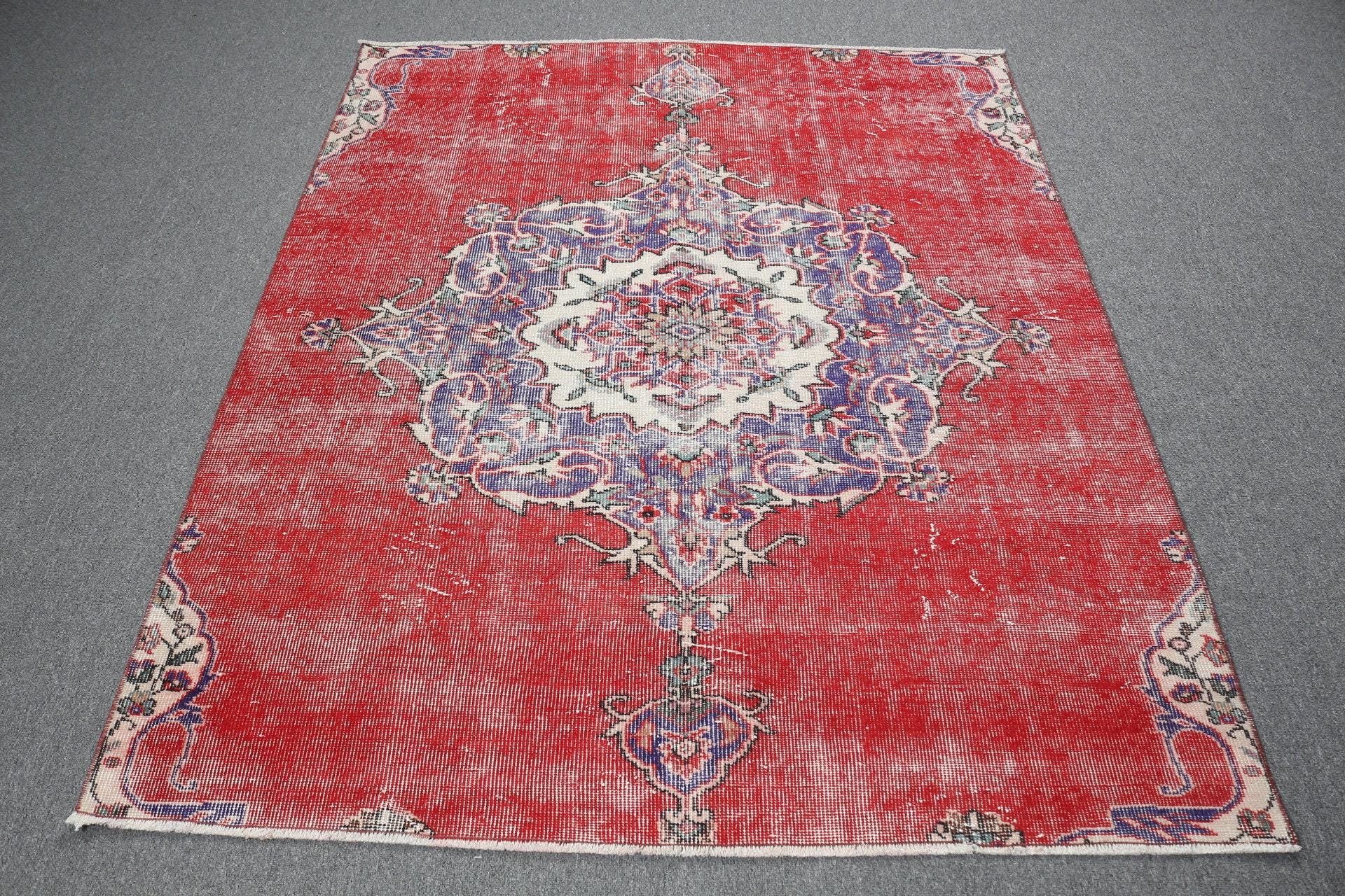 Turkish Rug, Vintage Carpet, Handwoven Red Rug, Home Decor