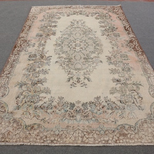 Vintage Rug, Large Rug, Turkish Rug, Antique Rug, 68x121 inches Beige Rug, Decorative Salon Rug, Anatolian Oversize Carpet,  2738